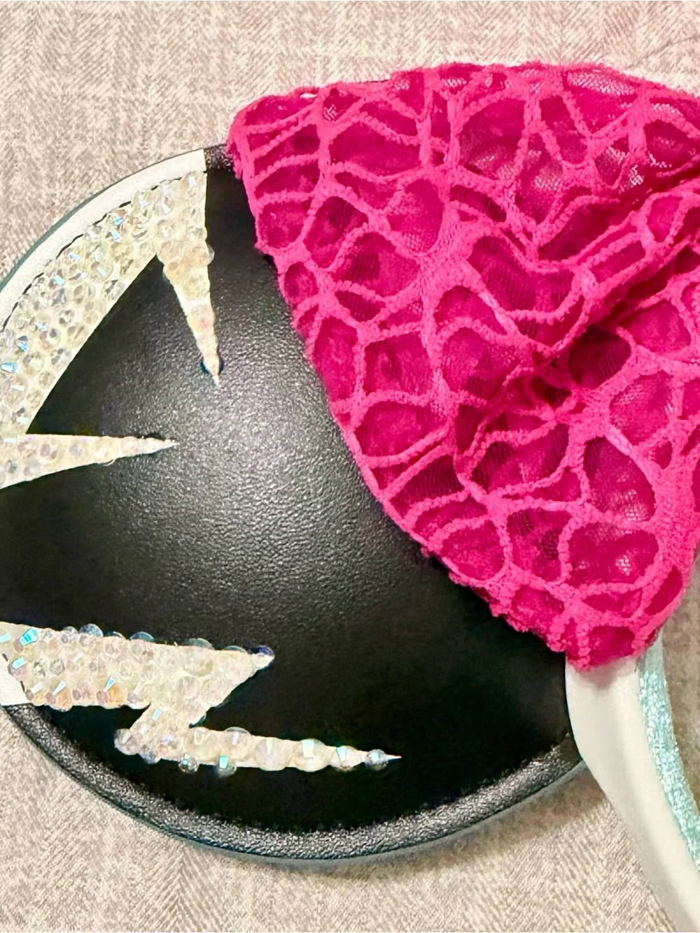 Disney Hot Pink Bow & Black Lightning Ears Headband